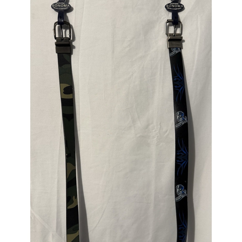 Sonoma Reversible Belts Lot of 2 Mens Large 30-32 Camo Skull NWT